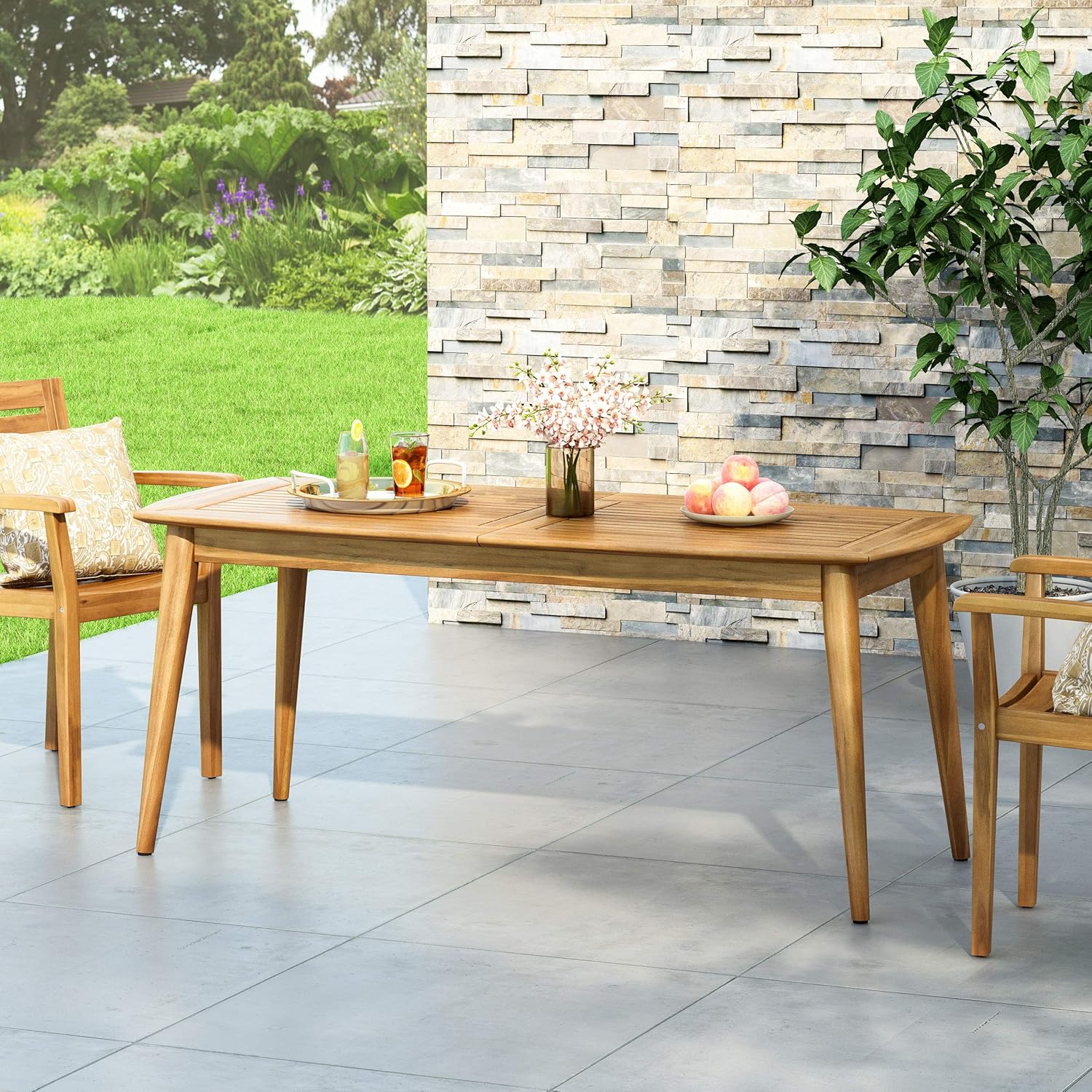 Christopher Knight Home 313208 Gwendolyn Outdoor Rustic Acacia Wood Dining Table, Teak : Garden & Outdoor