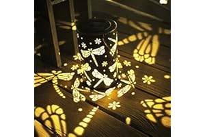 BVGY Solar Lantern Outdoor Garden Decor Hanging Solar Lantern Lights,Metal Dragonfly Decor Outdoor Lantern,Waterproof Led Garden Lantern for Patio, Yard, Table, Pathway(Dragonfly)