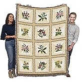 Pure Country Weavers French Floral Blanket by Susan Welsch - Garden Floral Gift Tapestry Throw Woven from Cotton - Made in The USA (72x54)
