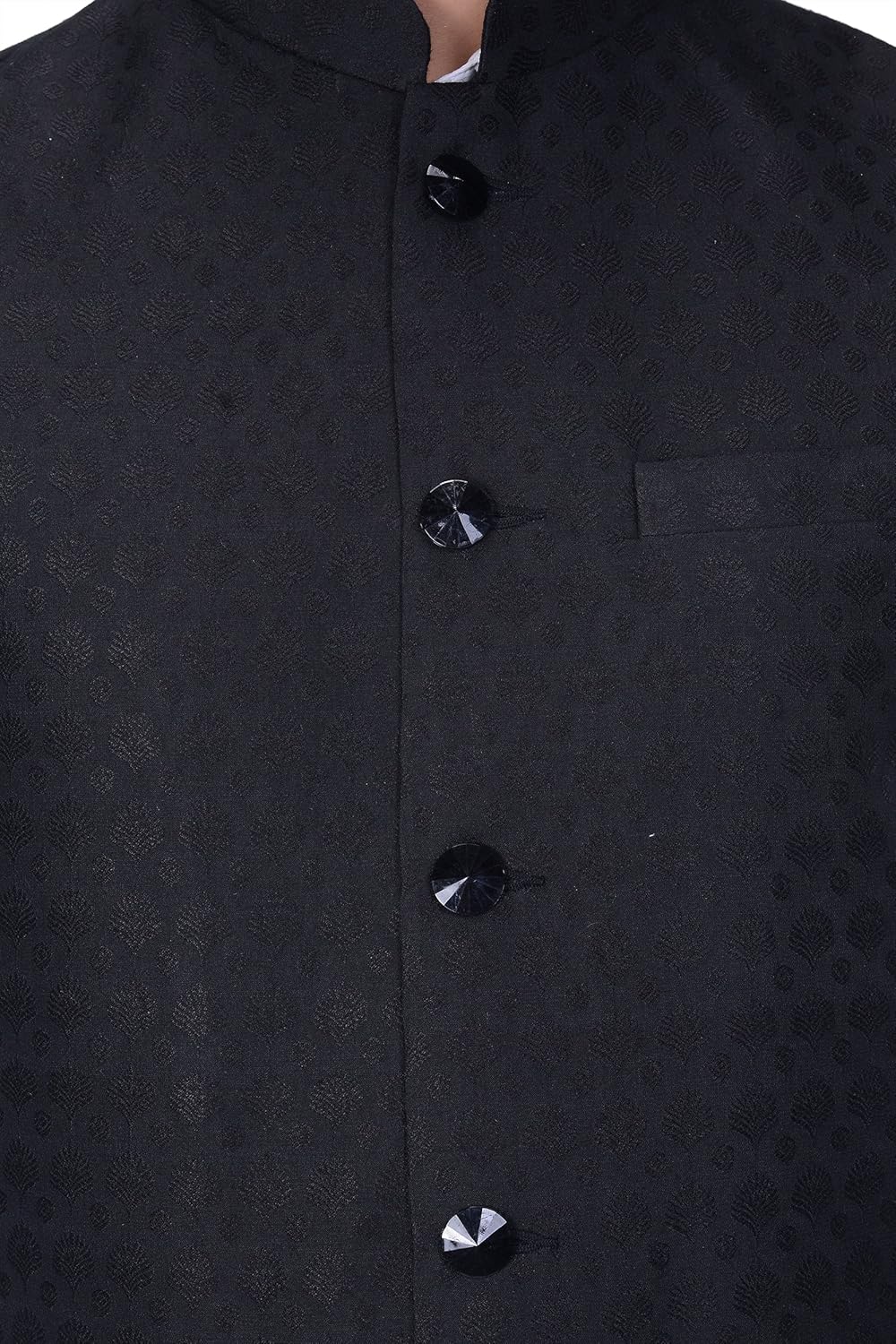 kisah men's woven cotton silk black nehru jacket