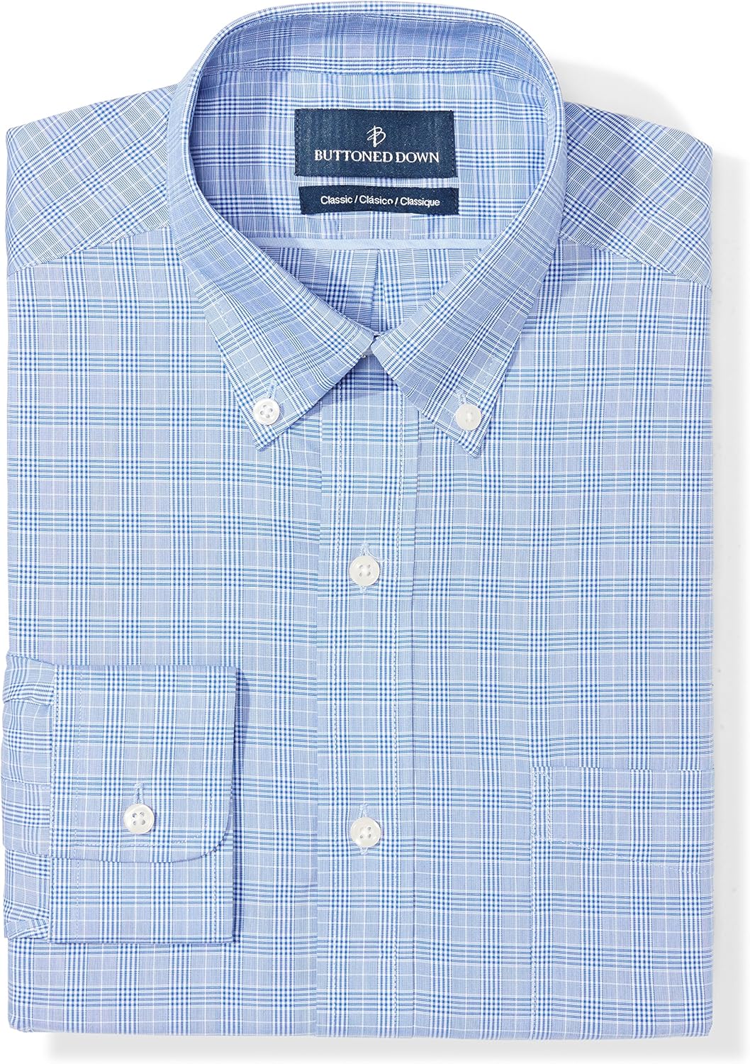  Brand - BUTTONED DOWN Men's Classic Fit Plaid Dress Shirt, Supima Cotton Non-Iron: Clothing