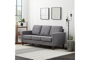 Edenbrook Archer Upholstered Couch – Couches for Living Room - Charcoal Upholstered Couch - Living Room Furniture - Small Couch - Seats Three - Straight Arm Modern Couch, Sofa, Charcoal
