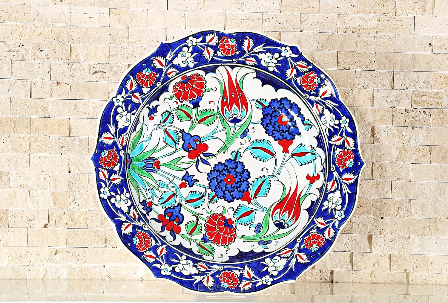 Handmade Handpainted Turkish Ottoman Ceramic Plate Floral