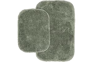 Garland Rug Finest Luxury Deep Fern Green 2-Piece Set Ultra Plush Washable Bath Rug Set Basin Blue - Soft, Absorbent, And Stylish For Your Bathroom