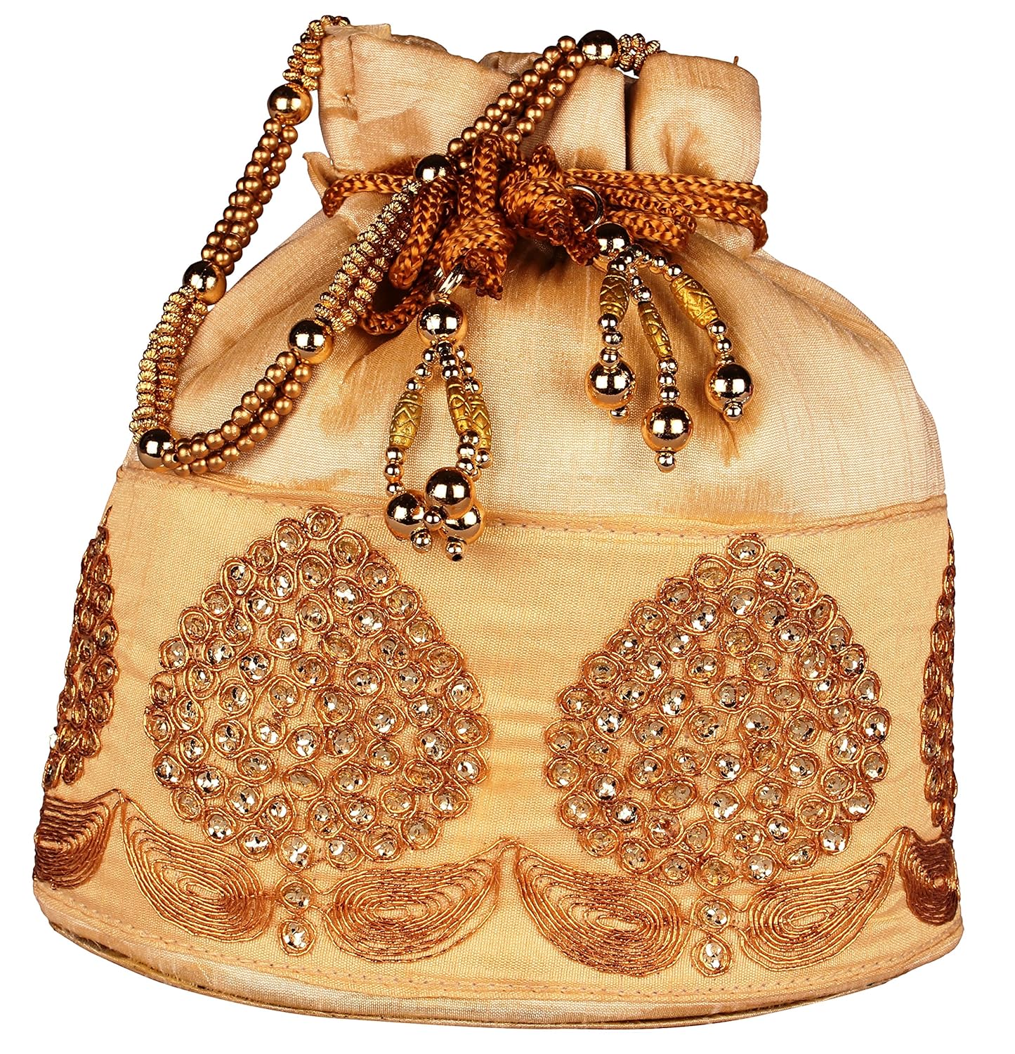 unknown women's potli pouch( off white , golden,bp0004)