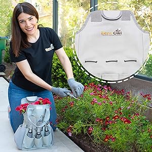 Barn Owl Stainless Steel Garden Tools 9 Piece Gardening Tools I Tools Sets with Heavy Duty Shear Non Slip Handle and Storage Tote Bag - Garden Gift for Gardeners T Shirt (Cotton, XXL)