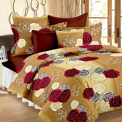 Story@Home Fantasy 120 TC Cotton Single Bedsheet with Pillow Cover - Brown