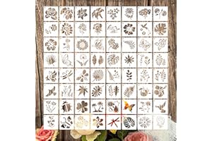 FELIXCRAFT Flower Stencils for Painting, 64pcs 3 Inch Stencils for Crafts Rock Painting Stencils Plastic Reusable Stencils for Painting on Wood Wall Tile Home Decor