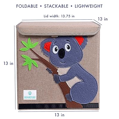Buy Bearcubs Small Toy Chest Foldable Stackable Storage And Organization Box For Kids Nursery Living Room Playroom Toy Bin With Lid Designs For Boys And Girls Koala Online In Indonesia B086v88shz