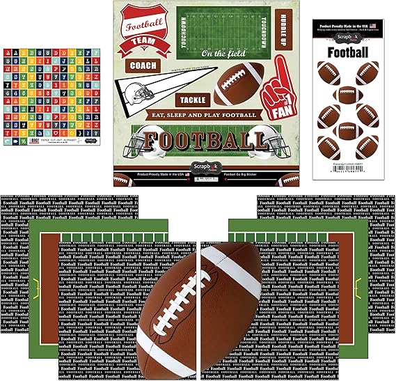 Scrapbook Customs Go Big Football Themed Paper and Stickers Scrapbook