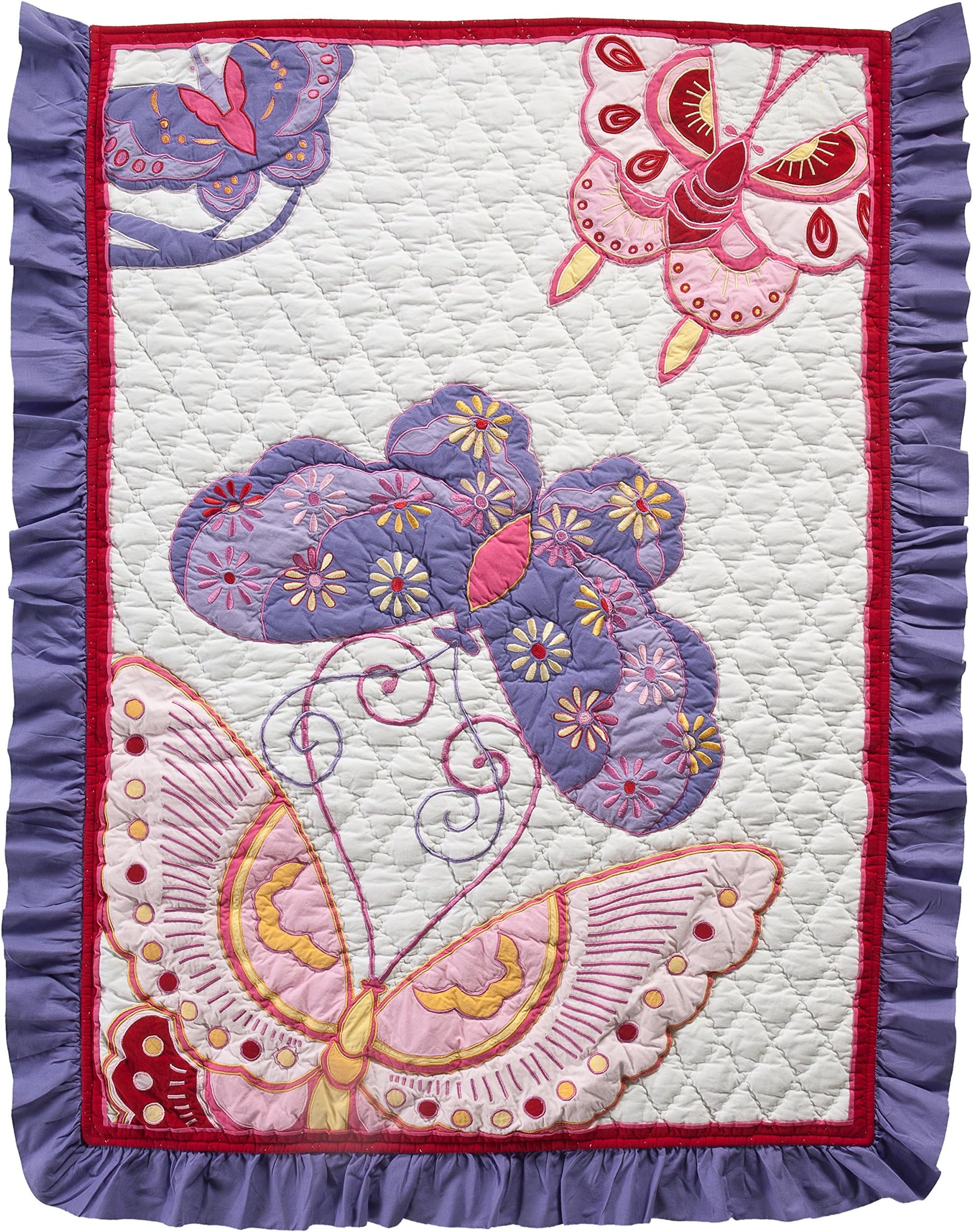 Divine Baby Asia Girl Promise Ruffle, White/Pink/Purple, 33" x 44"