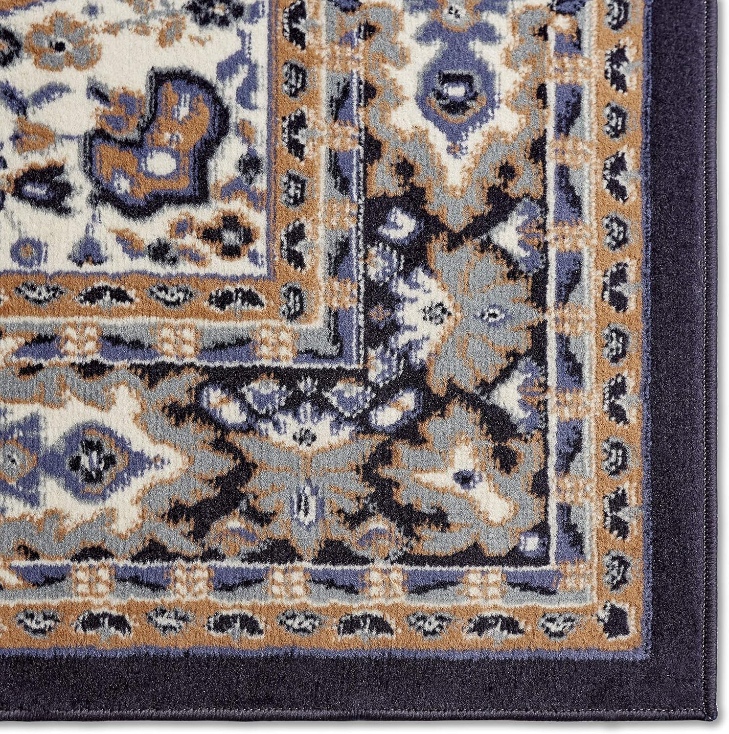 Home Dynamix Premium Sakarya Traditional Medallion Border Area Rug, Navy Blue, 7'8"x10'7" Rectangle: Furniture & Decor
