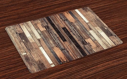 Amazon Com Ambesonne Wooden Place Mats Set Of 4 Brown Old