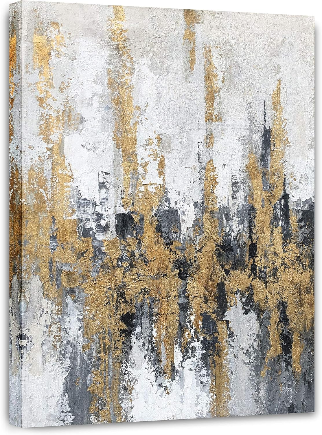 Paintings - Yihui Arts Modern Abstract Skyline Canvas Wall Artwork with Gold Foil for Office Decoration