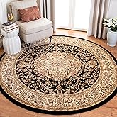 SAFAVIEH Lyndhurst Collection Area Rug - 8' Round, Black & Ivory, Traditional Oriental Medallion Design, Non-Shedding & Easy 
