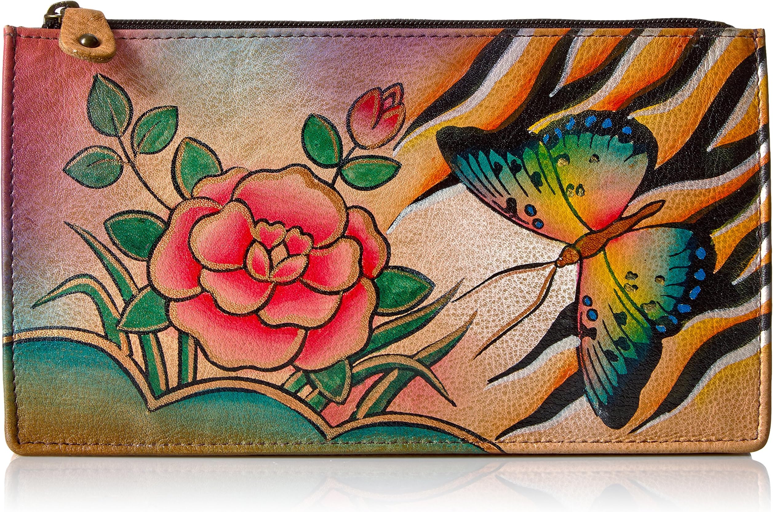 Women’s Genuine Leather Organizer Wallet | Holds up to 7 Cards | Hand Painted Original Artwork