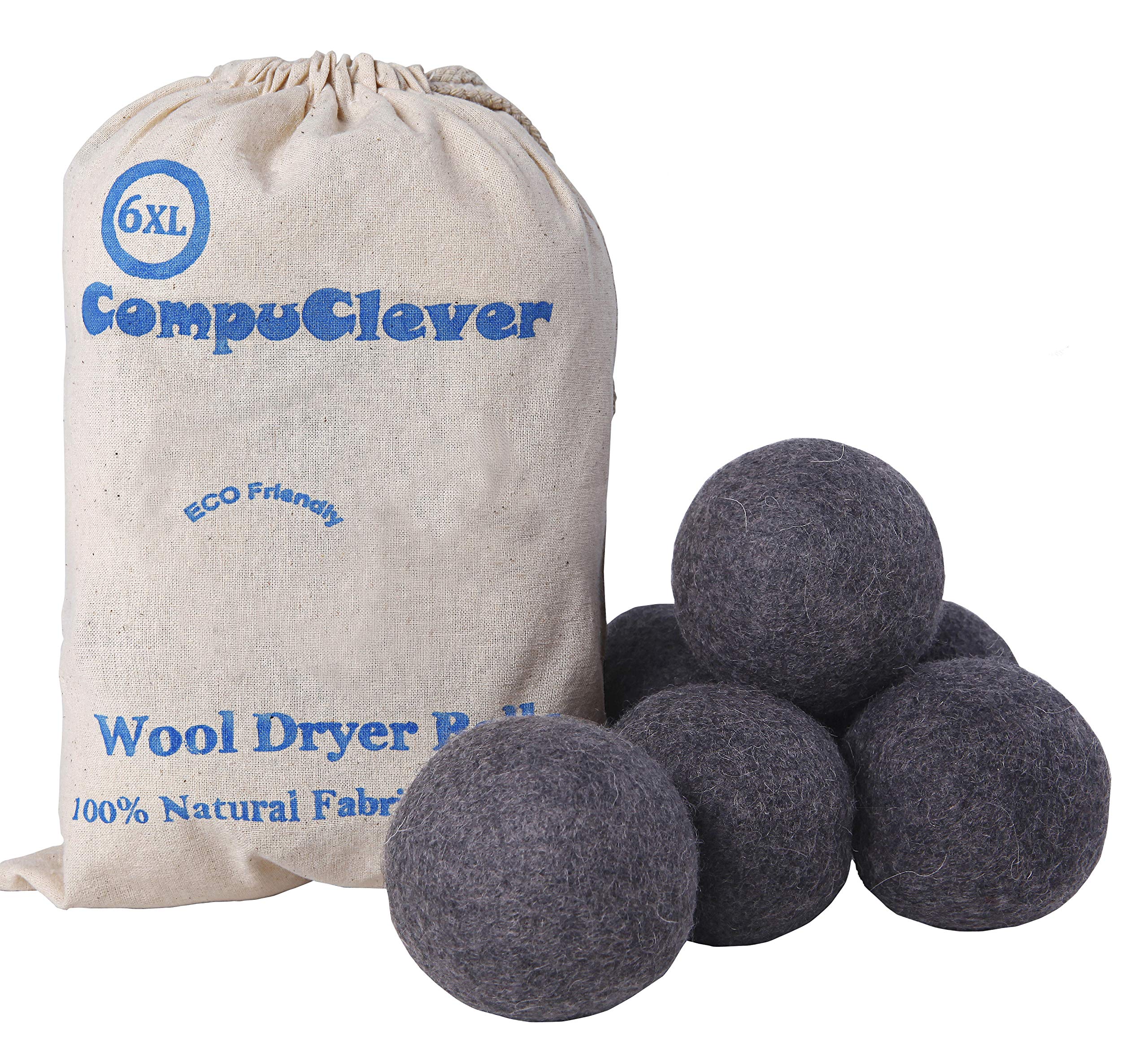 Wool Dryer Balls by Teemour Pack of 6 XL Organic Natural