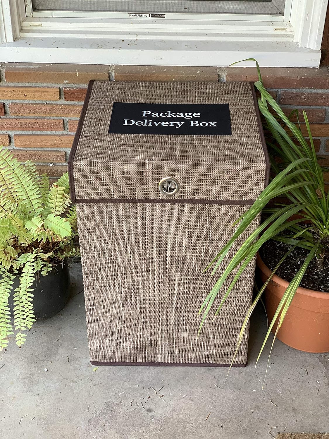 Package Delivery Box - Parcel Delivery Box for Outside Porch - Keeps Delivery Packages Safe from Bad Weather & Porch Pirates - Durable Weather Resistant Outdoor Fabric - (Brown): Home Improvement