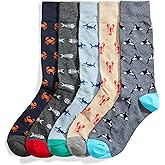 Amazon Essentials Mens Comfortable Patterned Dress Socks, 5 Pairs