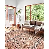 Loloi Layla Collection LAY-14 Mocha/Blush 2'-0" x 5'-0" .13" Thick Accent Rug, Soft, Durable, Vintage Inspired, Distressed, L