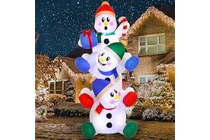 Joiedomi 6 FT Christmas Inflatable Decoration Stacked Snowman with Build-in LEDs Blow Up Inflatables for Xmas Party, Home Indoor Outdoor Christmas Décor Yard Garden Lawn Winter Holiday Supplies Décor