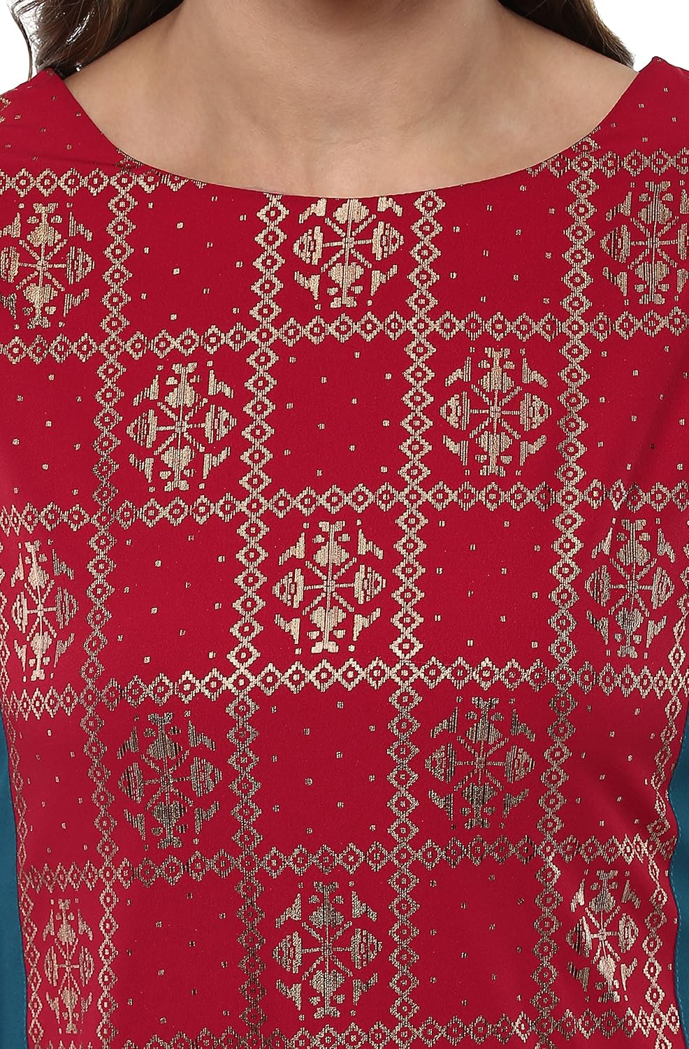 janasya women's crepe asymmetrical hemline kurta