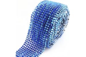 AEAOA Decorative Spike Stud Trim Mesh, 1 Yard Plastic Flatback Roll, Multi-Color, for DIY Crafts and Costumes (Sapphire)