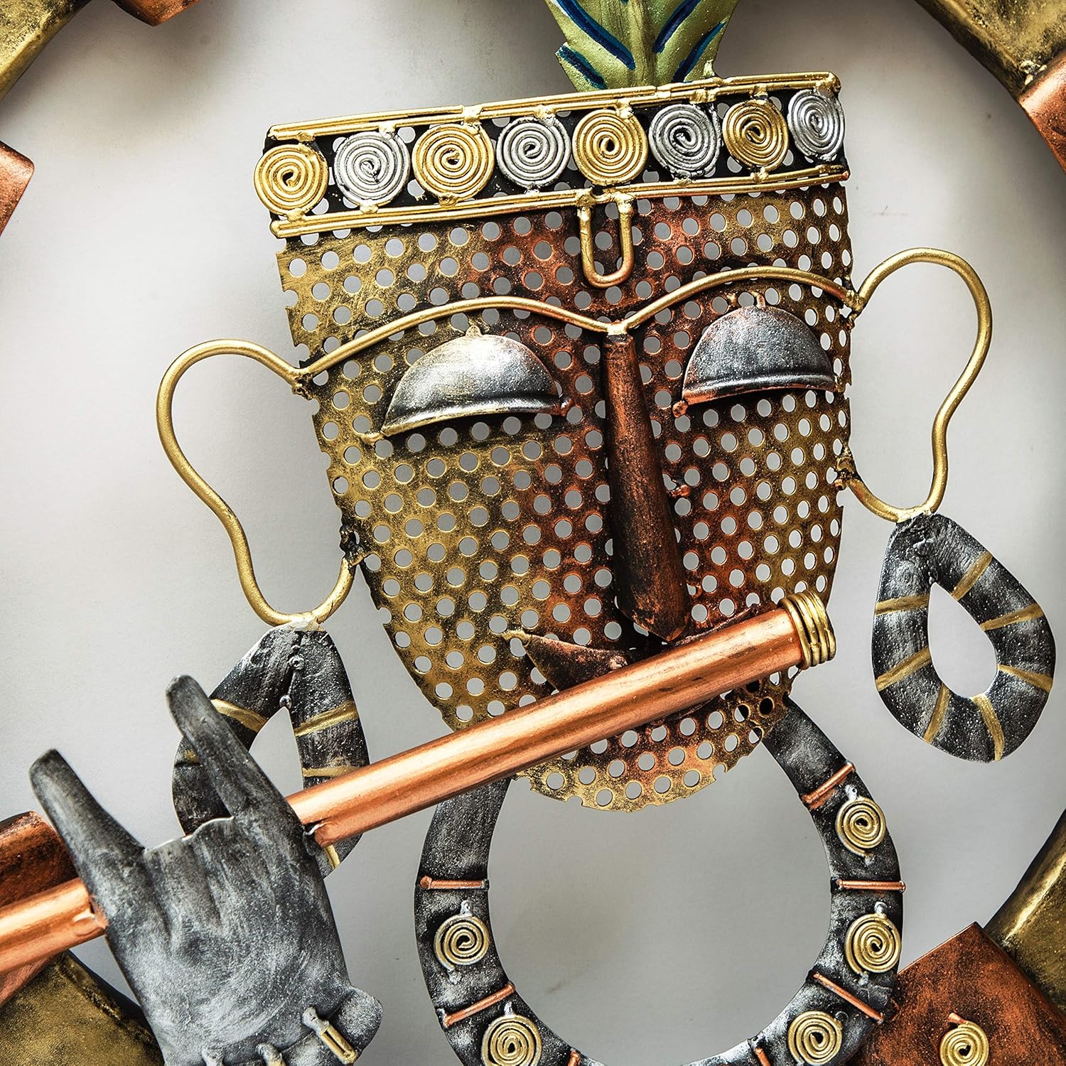 ENRICH Homedecor Metal Lord Krishna Wall Mounted & Hanging Art Decor Krishan Sculpture for Bathroom Decor, Bedroom Decor and Kitchen Wall Decor, Wall Decorations for Living Room Round: Home & Kitchen