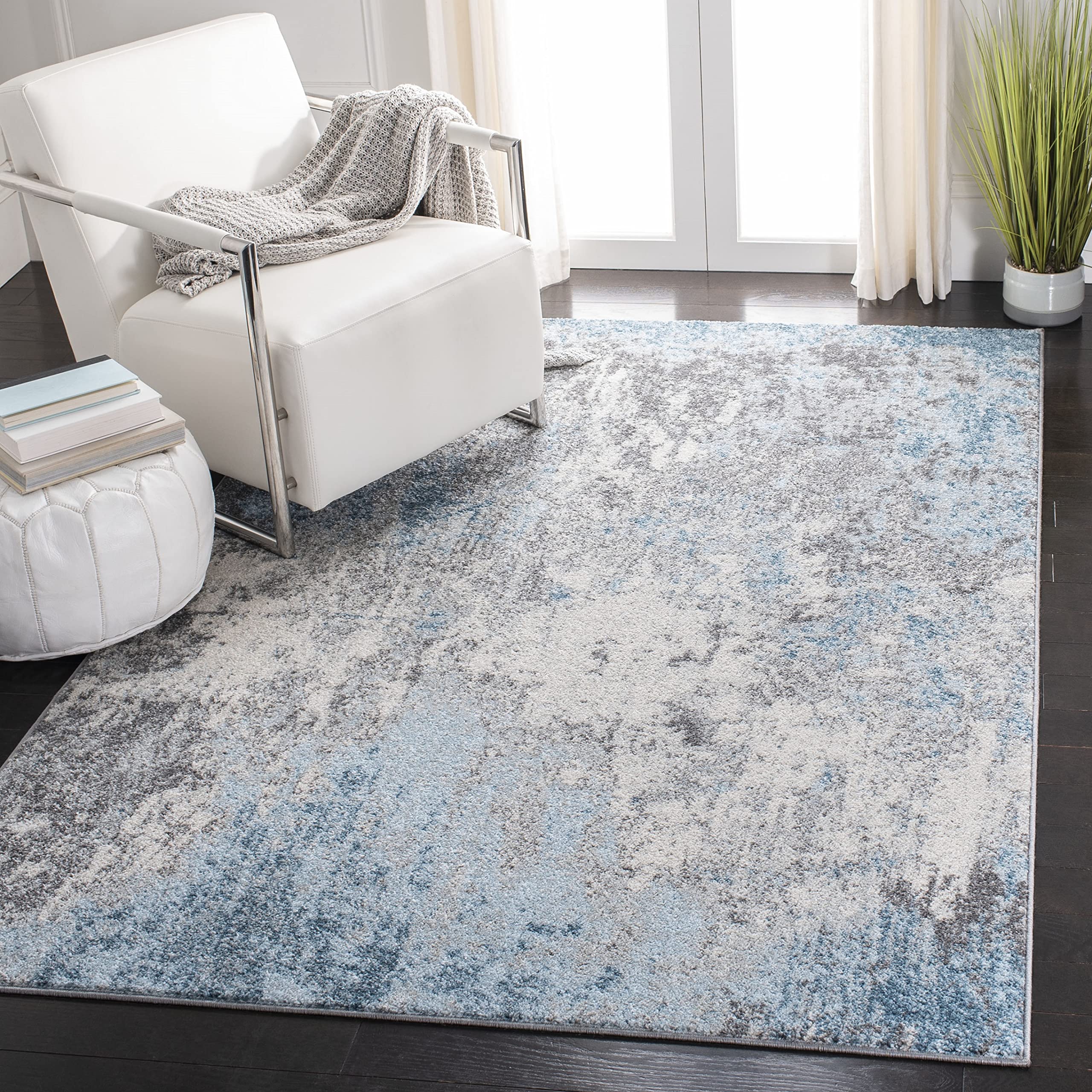 Safavieh Boho Chic Indoor Woven Rectangle Area Rug, Tulum Collection, TUL207, in Grey / Blue, 91 X 152 cm for Living Room, Bedroom or Any Indoor Space