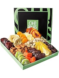 Oh! Nuts&reg; Holiday Nut and Dried Fruit Gift Basket, Healthy Gourmet Snack Christmas Food Box, Great for Birthday, Sympathy, Family Parties & Movie Night or as a Corporate Tray