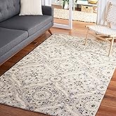 SAFAVIEH Aspen Collection Area Rug - 6' x 9', Beige & Grey, Handmade Boho Wool, Ideal for High Traffic Areas in Living Room, 