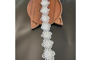 BUYSK 3 Yards Flower Lace Trim Pearl Beads Floral Embroidered Lace Trim Fabric Floral Appliques Lace Ribbon Handmade DIY Sewing Supplies Craft for Costume Hat Decoration (Blossom)