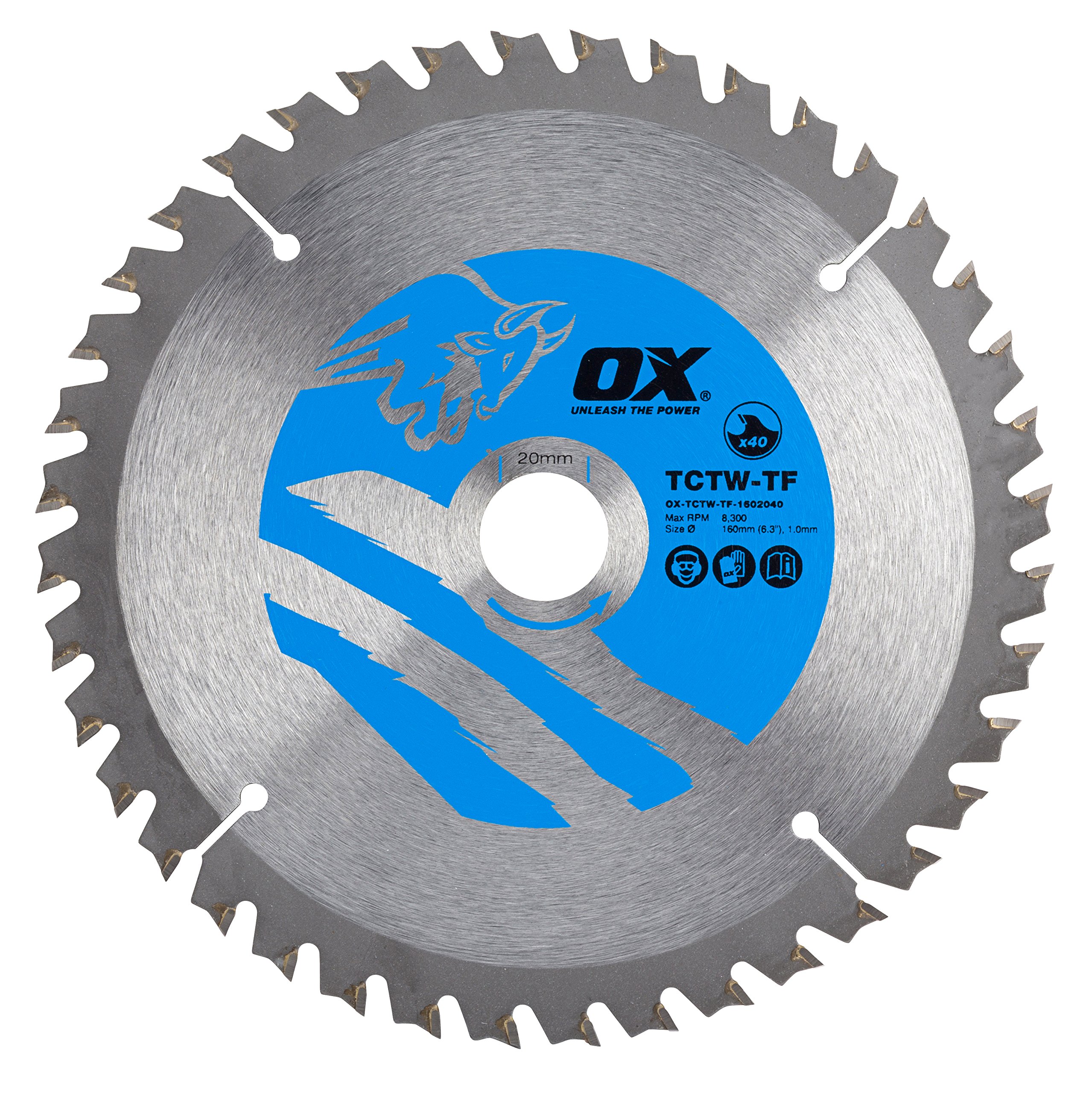 OX Wood Cutting Thin Kerf Circular Saw Blade 160/20mm, 40 Teeth ATB