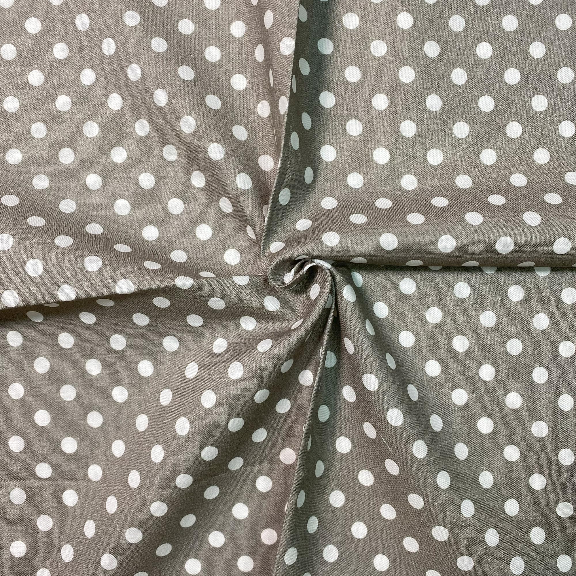 Cotton Fabric - 44" / 111cm Wide Fabric 8mm 100% Cotton Polka Dot for DIY, Home Décor, Dresses - Gray on White (1 Metre) — image 1