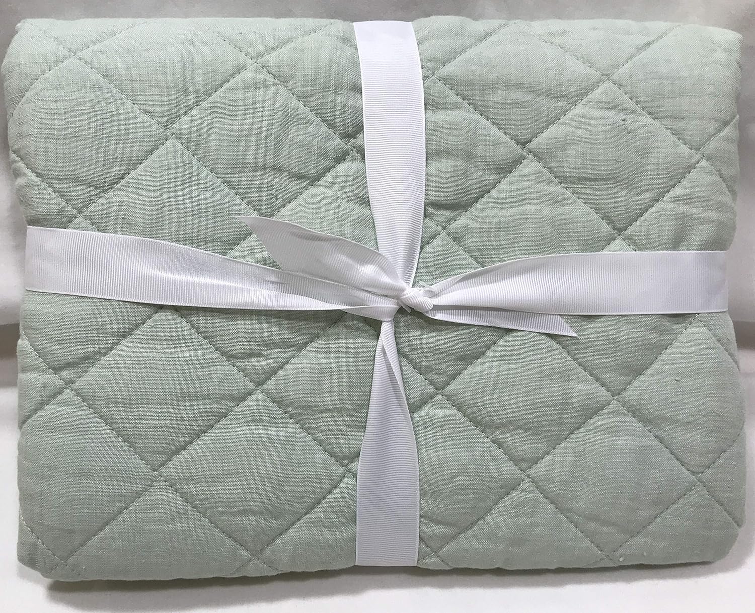 Amazon Com Pottery Barn Set Of 2 Mint Belgian Flax Linen Diamond