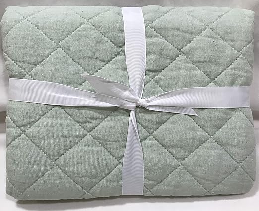 Amazon Com Pottery Barn Set Of 2 Mint Belgian Flax Linen Diamond