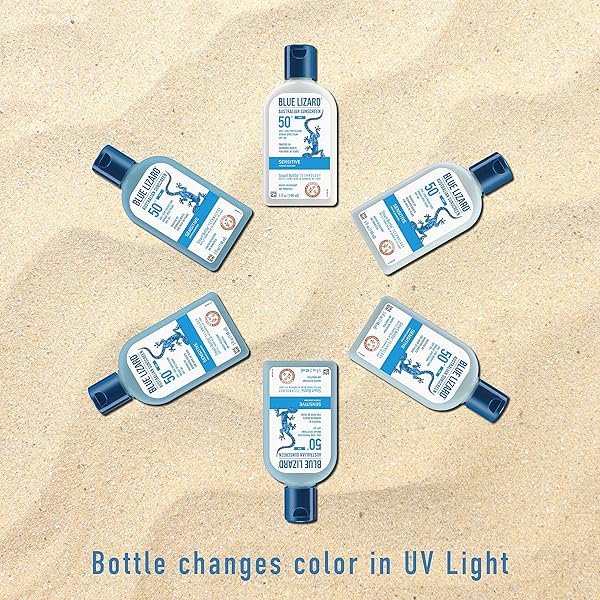 BLUE LIZARD SENSITIVE MINERAL SUNSCREEN WITH ZINC OXIDE, SPF 50+, WATER RESISTANT, UVA/UVB PROTECTION WITH SMART BOTTLE TECHNOLOGY – FRAGRANCE FREE, 5 OZ