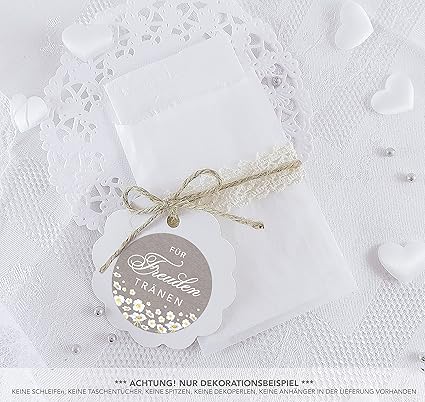 SET GROß: 48 Freudentränen Sticker + 48 Pergamin Tütchen - 63 x 93 mm für Freudentränen Taschentuch Verpackungen • Aufkleber 