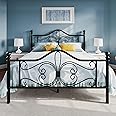 SHA CERLIN Queen Size Bed Frame and Headboard,Metal Bed Frame with Butterfly Pattern Design Headboard & Footboard,No Box Spri