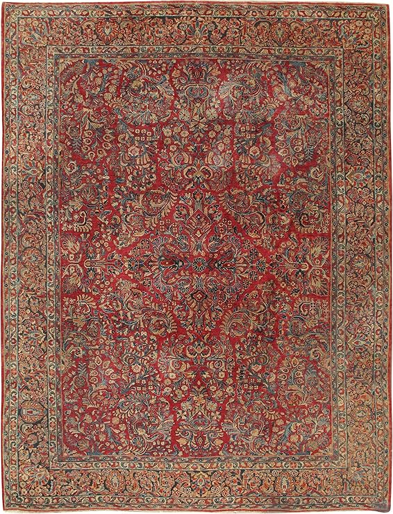 Vintage Persian Sarouk Hand Woven Rug, 8'8" x 11'6