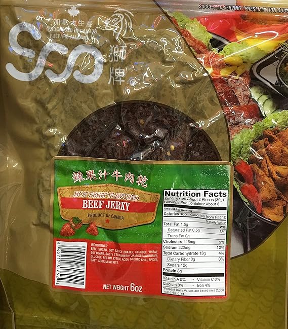6oz SOO Hot Fruit Flavored Beef Jerky (Pack of 1)