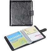 Wisdompro Business Card Book Organizer, Premium PU Leather Wallet Name Credit ID Card Holder Case with Magnetic Shut for 64 Business Cards (Build in 64 Card Slot & 14 Small Cells for Memory Cards)