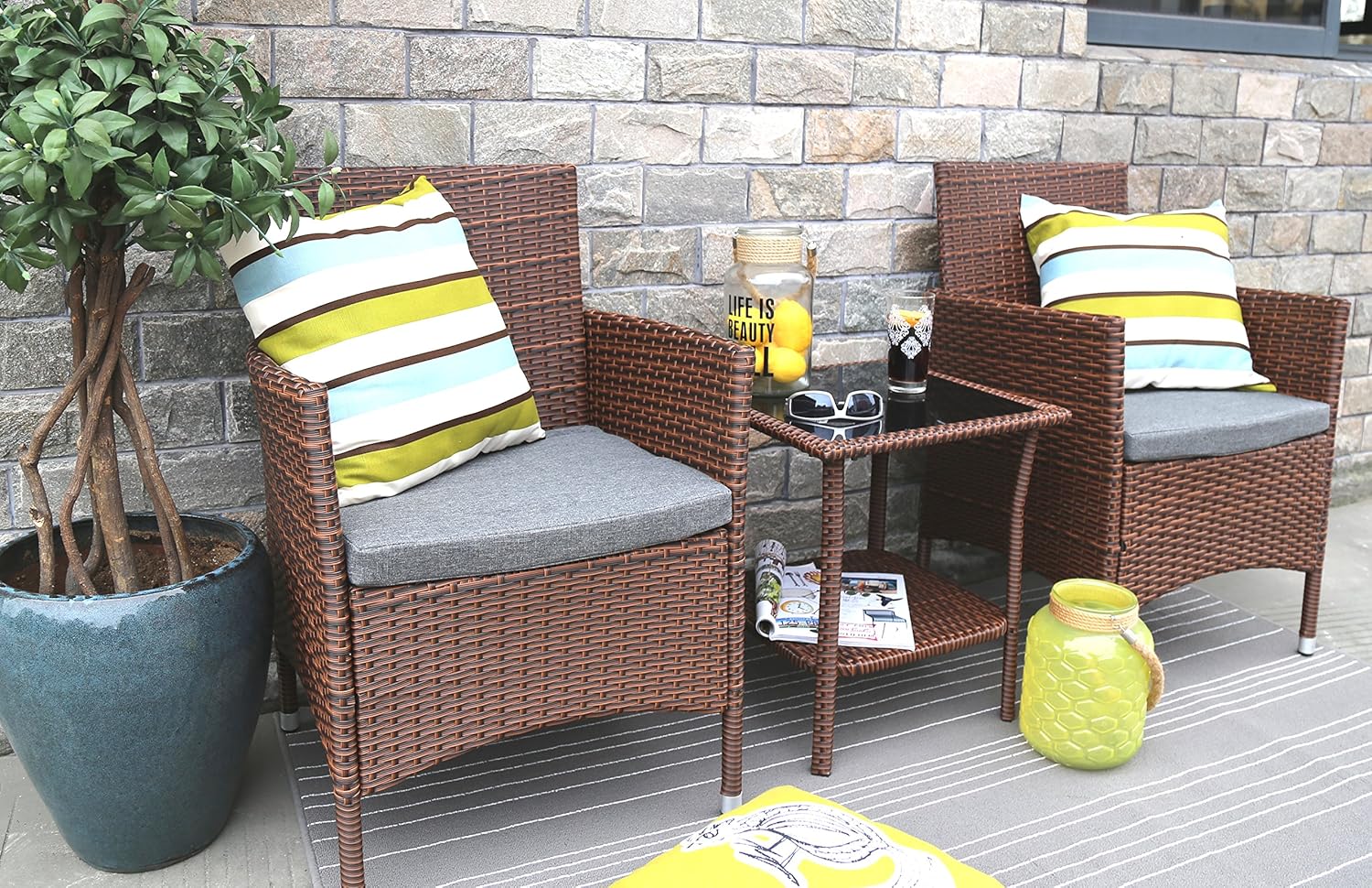 Amazon Com Baner Garden 3 Pieces Outdoor Furniture Complete Patio