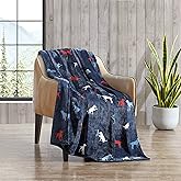Eddie Bauer - Throw Blanket, Ultra-Soft & Reversible Plush Bedding, Blanket for Couch & Bed (Buddy The Dog Blue, 50" x 70")