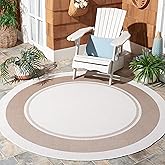 Martha Stewart x SAFAVIEH Outdoor Area Rug Collection - 6'7" Round, Ivory & Beige, Weather Resistant & Washable, Ideal for Pa