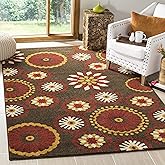 SAFAVIEH Newbury Collection Area Rug - 5'1" x 7'6", Brown & Red, Floral Country Design, Non-Shedding & Easy Care, Ideal for H