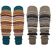 HUAMULAN Women Long Leg Warmers Winter Bohemian Cover Boot Cuffs Knit Crochet Over Knee Christmas Boho
