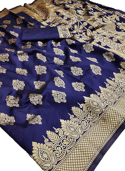 Womens Cotton Silk Saree With Blouse Piece (AD_18_Blue)