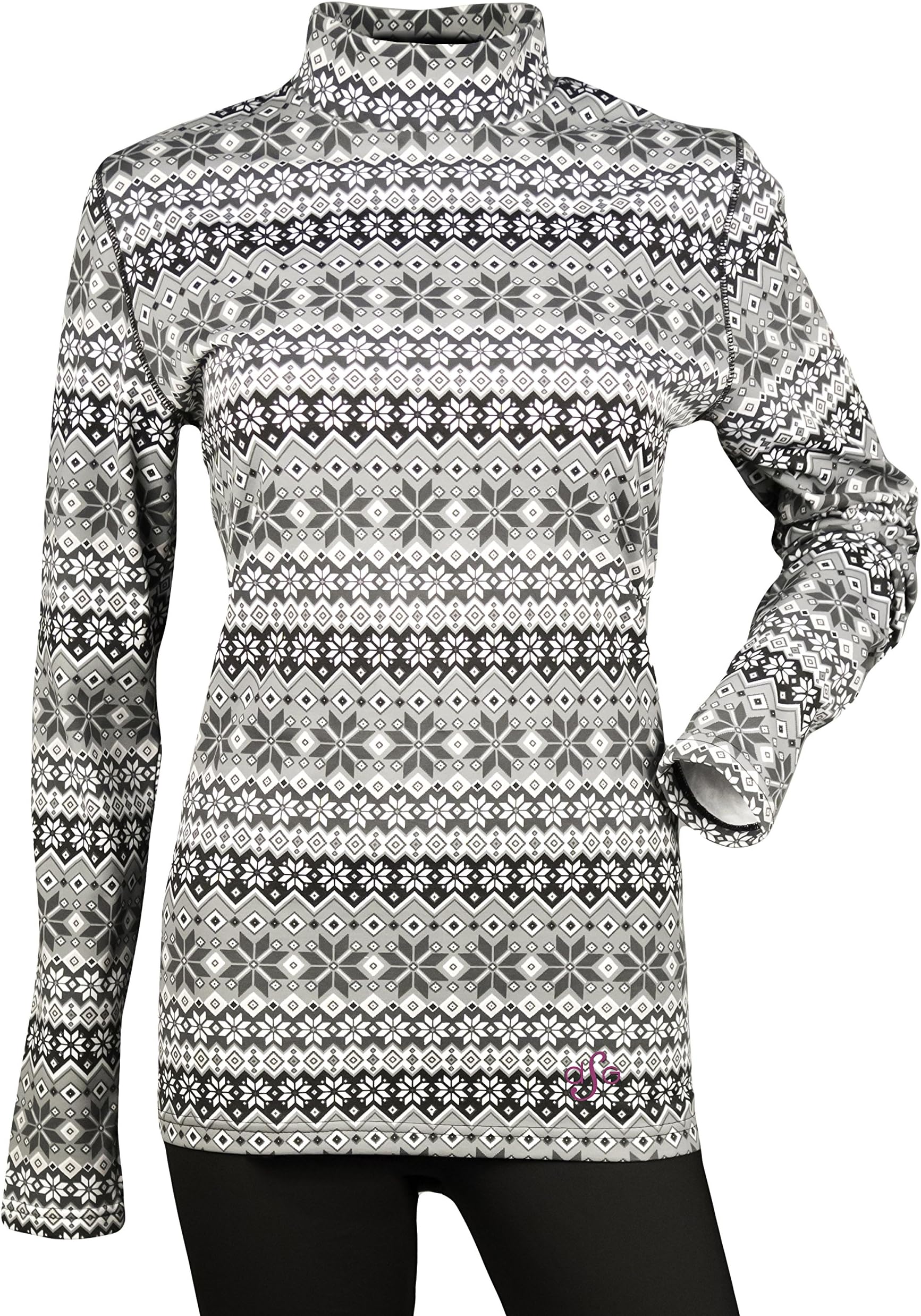 DSG Outerwear Diva-Tech Women's Nordic Print Base Layer Shirt (White, Large)