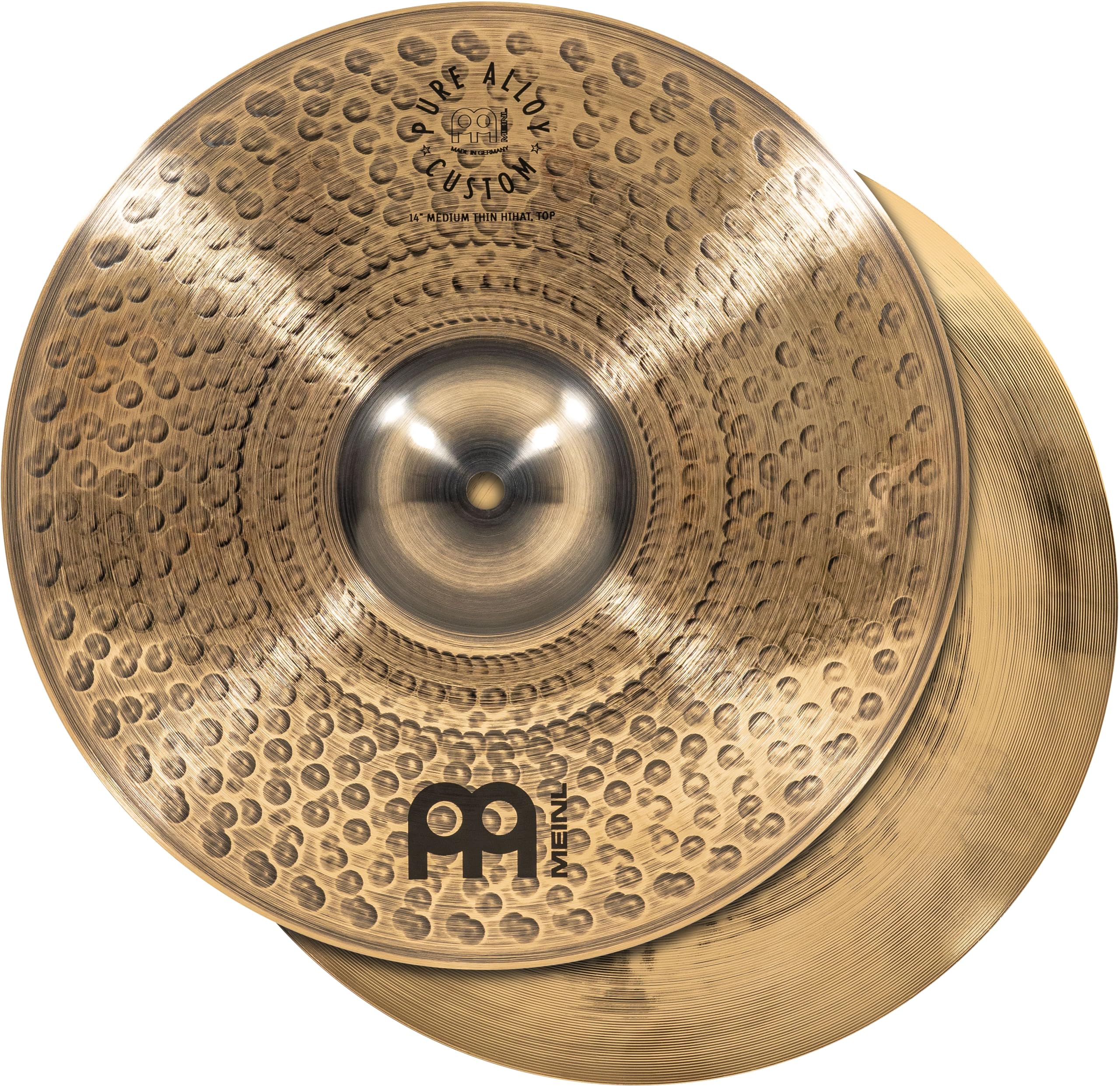 Meinl Cymbals Pure Alloy Custom Hihat Medium Thin Cymbal 14 inch (Video) for Drum Set (35,56cm) – Pair – Pure Alloy Bronze, Custom Smoked Bronze Finish (PAC14MTH)